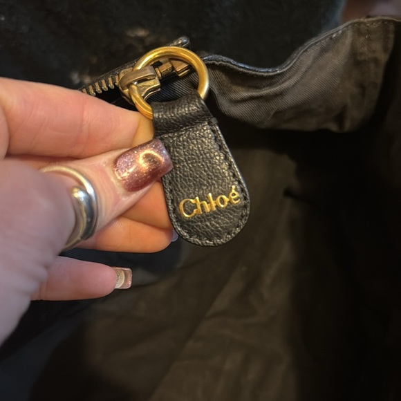 Chloe black leather shoulder bag silvering on the hardware - Picture 4 of 10